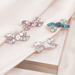 Load image into Gallery viewer, SO SEOUL Graceful Lifelong Ribbon Bow Mini Brooch with Austrian Crystals, Kerongsang Pin - Available in White, Aurore Boreale, Turquoise, and Pink