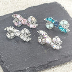 Load image into Gallery viewer, SO SEOUL Graceful Lifelong Ribbon Bow Mini Brooch with Austrian Crystals, Kerongsang Pin - Available in White, Aurore Boreale, Turquoise, and Pink