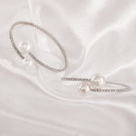 Load image into Gallery viewer, SO SEOUL Quinn Pearl Bracelet – Spiral Adjustable Cuff with Austrian Crystals in Pink or White
