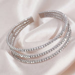 Load image into Gallery viewer, SO SEOUL Chiara Classic Triple Row White Austrian Crystal Open End Bangle