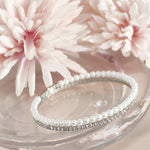 Load image into Gallery viewer, SO SEOUL Chiara Classic Double Row Pearl Austrian Crystal Adjustable Open-End Bangle