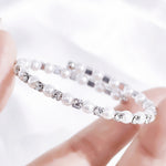 Load image into Gallery viewer, SO SEOUL Quinn Pearl in White Classic Single Row Austrian Crystal Spiral Adjustable Open-End Bangle