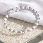 Load image into Gallery viewer, SO SEOUL Quinn Pearl in White Classic Single Row Austrian Crystal Spiral Adjustable Open-End Bangle