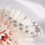 Load image into Gallery viewer, SO SEOUL Quinn Pearl in White Classic Single Row Austrian Crystal Spiral Adjustable Open-End Bangle