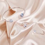 Load image into Gallery viewer, Bella Aurore Boreale or Light Sapphire Shimmer Swarovski® Crystal Adjustable Open Bangle