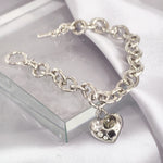 Load image into Gallery viewer, SO SEOUL Amora Love Heart Charm Bracelet with Mixed Colour Austrian Crystal on Interlocking T-Bar Link Design