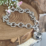 Load image into Gallery viewer, SO SEOUL Amora Love Heart Charm Bracelet with Mixed Colour Austrian Crystal on Interlocking T-Bar Link Design