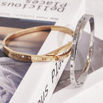 Load image into Gallery viewer, SO SEOUL Roman Numeral Intertwine Encrusted Diamond Simulant Rhodium/Rose Gold Side Hinged Bangle