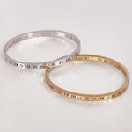 Load image into Gallery viewer, SO SEOUL Roman Numeral Encrusted Diamond Simulant Cubic Zirconia Silver/Rose Gold Side Hinged Bangle