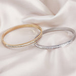 Load image into Gallery viewer, SO SEOUL Allista Classic Single Band One Row Square Diamond Simulant Cubic Zircon Side Hinged Bangle