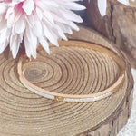 Load image into Gallery viewer, SO SEOUL Claire Mother of Pearl Half Encrusted Emerald Austrian Crystal Rose Gold Side Hinged Bangle