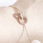 Load image into Gallery viewer, SO SEOUL Roman Numeral Interlocking Bracelet – Rose Gold Full Band CZ Diamond Simulant Circle Charm
