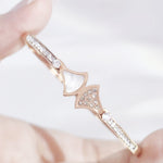 Load image into Gallery viewer, SO SEOUL Harper Wavy Fan Insets Mother of Pearl Austrian Crystal Rose Gold Bangle