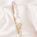 Load image into Gallery viewer, SO SEOUL Harper Wavy Fan Insets Mother of Pearl Austrian Crystal Rose Gold Bangle