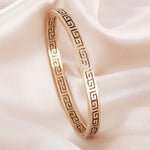 Load image into Gallery viewer, SO SEOUL Greek Meander Key Gorgeous Maze Rose Gold Side Hinged Bangle