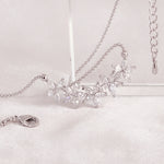 Load image into Gallery viewer, SO SEOUL Leilani Flower Petals Quintuple Diamond Simulant Cubic Zirconia with Fixed Chain Necklace