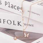 Load image into Gallery viewer, SO SEOUL Caria Butterfly Whisper Mother of Pearl with Pearl Rose Gold Fixed Necklace