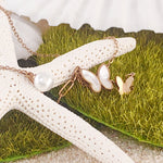 Load image into Gallery viewer, SO SEOUL Caria Butterfly Whisper Mother of Pearl with Pearl Rose Gold Fixed Necklace