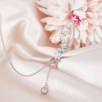 Load image into Gallery viewer, SO SEOUL Everleigh Drop Flower Dangle Diamond Simulant Cubic Zirconia Fixed Necklace