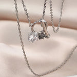 Load image into Gallery viewer, SO SEOUL Eleanor White and Grey Diamond Simulant Zircon Solitaire Fixed Chain T-Bar Lariat Necklace