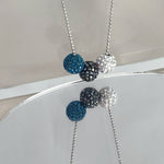 Load image into Gallery viewer, SO SEOUL Arwen Blueberry Triple Lollipop Navy Blue Austrian Crystal with Fixed Ball Chain Necklace