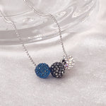 Load image into Gallery viewer, SO SEOUL Arwen Blueberry Triple Lollipop Navy Blue Austrian Crystal with Fixed Ball Chain Necklace