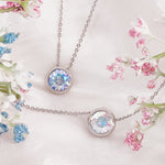 Load image into Gallery viewer, SO SEOUL Bella Classic Round Aurore Boreale or Light Sapphire Swarovski® Crystal Adjustable Necklace