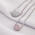 Load image into Gallery viewer, SO SEOUL Amora Love Heart Pendant Necklace – Sparkling Austrian Crystal (Lavender Pink, Aqua Blue)