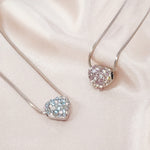 Load image into Gallery viewer, SO SEOUL Amora Love Heart Pendant Necklace – Sparkling Austrian Crystal (Lavender Pink, Aqua Blue)