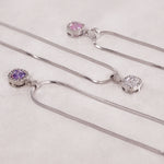 Load image into Gallery viewer, SO SEOUL Halo Cushion Cut Diamond Simulant Zirconia Pendant Necklace – Pink / Purple / Clear