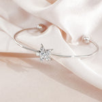 Load image into Gallery viewer, SO SEOUL Aster Star Surrounded with Round White Austrian Crystal Adjustable Cuff Bangle