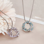 Load image into Gallery viewer, SO SEOUL Glimmer Double Circle Interlocking Mixed Colored Austrian Crystal Pendant Chain Necklace