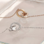 Load image into Gallery viewer, SO SEOUL Roman Numeral Circle Interlocking Diamond Simulant Cubic Zirconia Fixed Chain Necklace