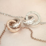 Load image into Gallery viewer, SO SEOUL Roman Numeral Circle Interlocking Diamond Simulant Cubic Zirconia Fixed Chain Necklace