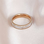 Load image into Gallery viewer, SO SEOUL Annecy Full Band with Mother of Pearl Encrusted Crystal Rose Gold Ring