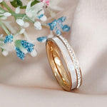 Load image into Gallery viewer, SO SEOUL Annecy Full Band with Mother of Pearl Encrusted Crystal Rose Gold Ring