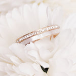 Load image into Gallery viewer, SO SEOUL Annecy Full Band with Mother of Pearl Encrusted Crystal Rose Gold Ring
