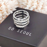 Load image into Gallery viewer, SO SEOUL Bianca Quadruple-Band Silver Ring with Diamante Diamond Simulant Cubic Zirconia Accents