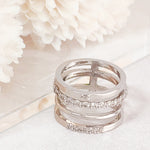 Load image into Gallery viewer, SO SEOUL Bianca Quadruple-Band Silver Ring with Diamante Diamond Simulant Cubic Zirconia Accents