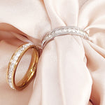 Load image into Gallery viewer, SO SEOUL Allista Classic Square Diamond Simulant Cubic Zirconia Full Band Rhodium/Rose Gold Ring