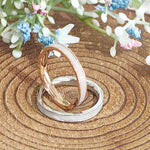 Load image into Gallery viewer, SO SEOUL Allista Simplicity Insets Mother of Pearl Full Band Rhodium/Rose Gold Ring