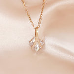 Load image into Gallery viewer, SO SEOUL Attract Y Emerald Square Diamond Simulant Cubic Zirconia Rose Gold Pendant Chain Necklace