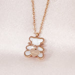 Load image into Gallery viewer, SO SEOUL Pretty Teddy Bear Chain on Neck Mother of Pearl Rose Gold Pendant Necklace