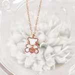 Load image into Gallery viewer, SO SEOUL Pretty Teddy Bear Chain on Neck Mother of Pearl Rose Gold Pendant Necklace