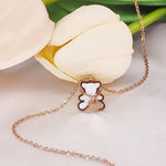 Load image into Gallery viewer, SO SEOUL Pretty Teddy Bear Chain on Neck Mother of Pearl Rose Gold Pendant Necklace