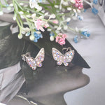 Load image into Gallery viewer, SO SEOUL Caria Flying Butterfly Aurore Boreale Austrian Crystal Pierced Stud Earrings