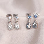 Load image into Gallery viewer, SO SEOUL Ioni Maple Leaf Moonlight or Blue Shade Swarovski® Crystal Pierced Stud Dangle Earrings