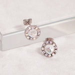 Load image into Gallery viewer, SO SEOUL Halo Open Circle Aurore Boreale Austrian Crystal Pierced Stud Earrings