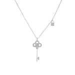 Load image into Gallery viewer, SO SEOUL Infinite Love Key and Lock Diamond Simulant Cubic Zirconia Fixed Necklace