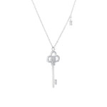 Load image into Gallery viewer, SO SEOUL Infinite Love Key and Lock Diamond Simulant Cubic Zirconia Fixed Necklace